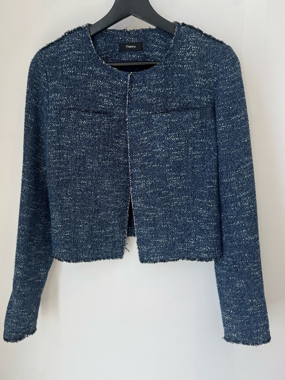 Theory Navy Tweed Cropped Jacket